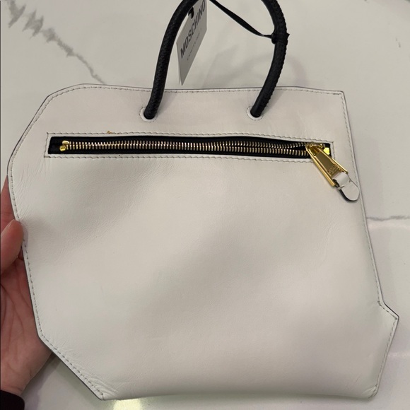 Moschino Couture Jeremy Scott WHITE BLACK CLUTCH FOLDED SHOPPING BAG ILLUSION - Picture 13 of 16